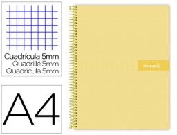 Cuaderno espiral Liderpapel Crafty A4 tapa extradura 120h 90g c/5mm. color amarillo